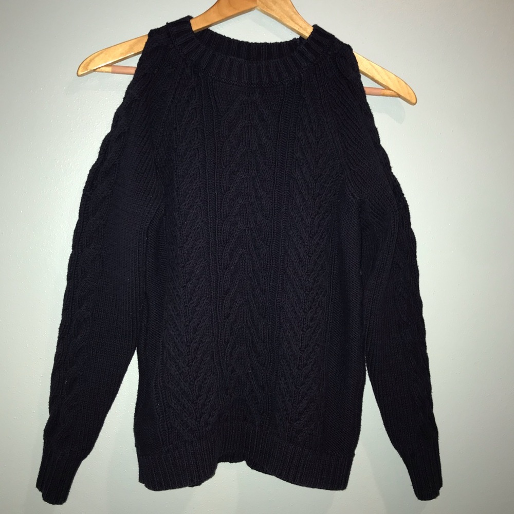 LOFT Cold Shoulder Cable Knit Sweater Size S